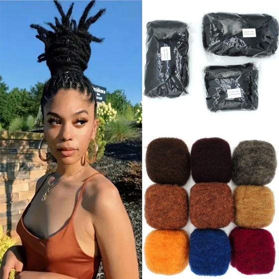 KAMA Hair 100% Bulk Natural Human Hair Extensions Afro Kinky Dreadlock Braids Braiding Dreadlock Loc Repair Twists Braids
